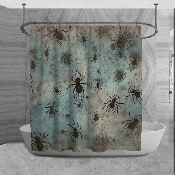 Bless international Spider Shower Curtain Insect Bathroom Décor Blue/Brown - Wayfair Canada